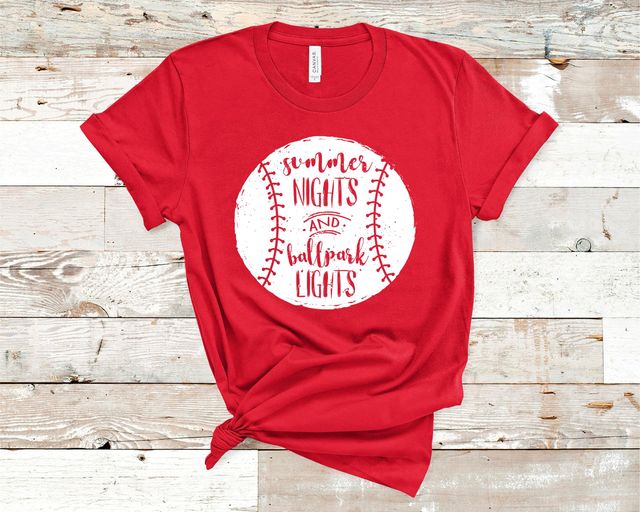 Summer Nights Ballpark Lights Shirt Baseball Tee Baseball 